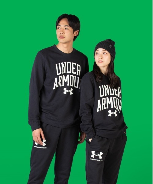 UNDER ARMOUR（アンダーアーマー）の「UAライバルテリー クルー（トレーニング/MEN）（スウェット・メンズ・コーラルピンク/ブラック・MD/LG/SM/XXL/XL/3XL）」の2枚目の写真