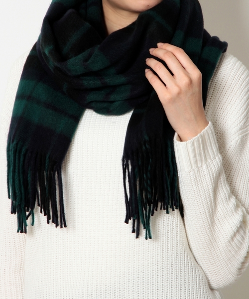 coen(コーエン)の「フェザータッチチェックストール(ストール/ショール・レディース・クリーム/ライラック/ダークグリーン・フリー)」の7枚目の写真