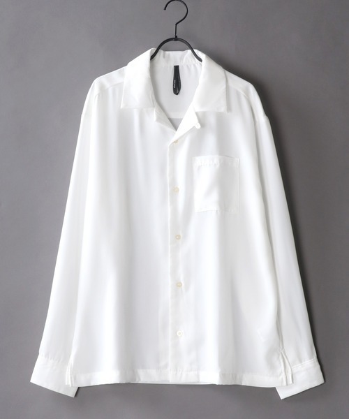SITRY（シトリー）の「Silky Drape Open Collar Shirt/シルキードレープ オープンカラー シャツ（シャツ/ブラウス・メンズ・ホワイト/ブラック/サックスブルー/グリーン/モカ/グレイッシュベージュ・LL/M/L）」の2枚目の写真