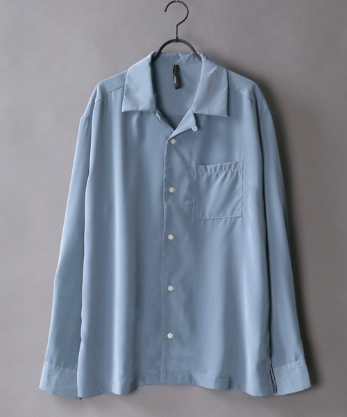 SITRY（シトリー）の「Silky Drape Open Collar Shirt/シルキードレープ オープンカラー シャツ（シャツ/ブラウス・メンズ・ホワイト/ブラック/サックスブルー/グリーン/モカ/グレイッシュベージュ・LL/M/L）」の6枚目の写真