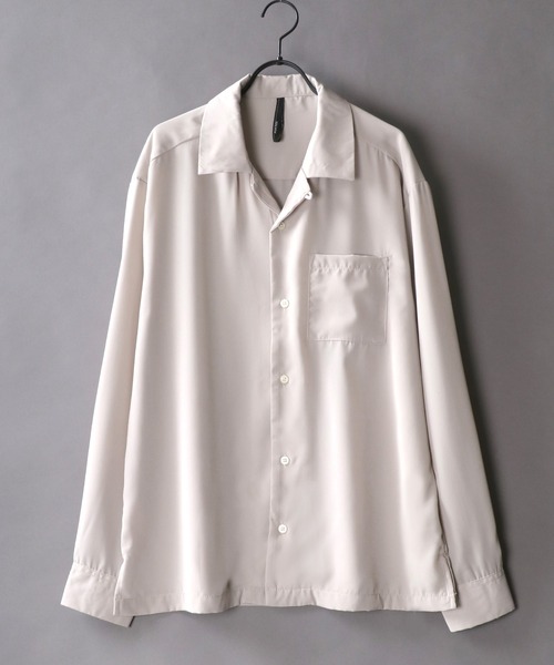 SITRY（シトリー）の「Silky Drape Open Collar Shirt/シルキードレープ オープンカラー シャツ（シャツ/ブラウス・メンズ・ホワイト/ブラック/サックスブルー/グリーン/モカ/グレイッシュベージュ・LL/M/L）」の5枚目の写真