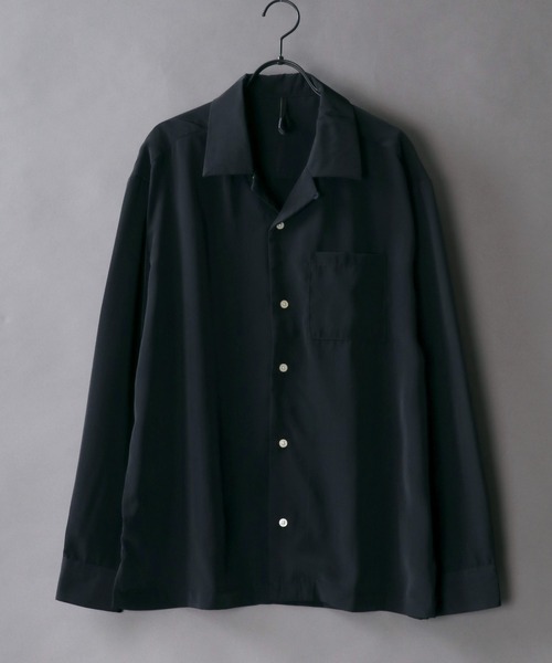SITRY（シトリー）の「Silky Drape Open Collar Shirt/シルキードレープ オープンカラー シャツ（シャツ/ブラウス・メンズ・ホワイト/ブラック/サックスブルー/グリーン/モカ/グレイッシュベージュ・LL/M/L）」の3枚目の写真