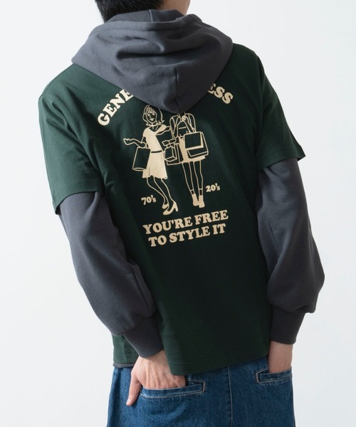 WEGO(ウィゴー)の「レトロロゴプリント半袖Tシャツ(Tシャツ/カットソー・メンズ・ブラック/ダークグリーン・MEDIUM/LARGE/SMALL)」の1枚目の写真