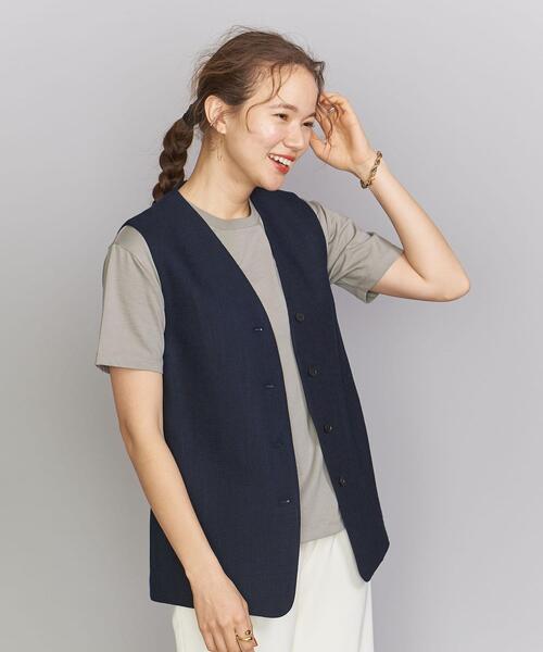 BEAUTY&YOUTH UNITED ARROWS（ビューティーアンドユースユナイテッドアローズ）の「BY ハウンドトゥースベスト ◆（ベスト・レディース・ベージュ/ネイビー/グレー・FREE）」の5枚目の写真