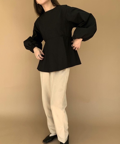 Amiur（エミレ）の「cotton hem wide blouse（シャツ/ブラウス・レディース・ブラック/ベージュ/アイボリー・FREE）」の6枚目の写真