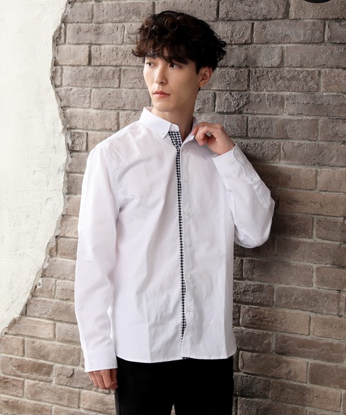 TopIsm（トップイズム）の「ギンガムチェックオックスボタンダウン長袖シャツ（シャツ/ブラウス・メンズ・ネイビー/サックスブルー/ホワイト/グレー・L/LL/M）」の2枚目の写真