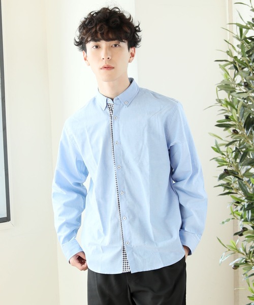 TopIsm（トップイズム）の「ギンガムチェックオックスボタンダウン長袖シャツ（シャツ/ブラウス・メンズ・ネイビー/サックスブルー/ホワイト/グレー・L/LL/M）」の4枚目の写真