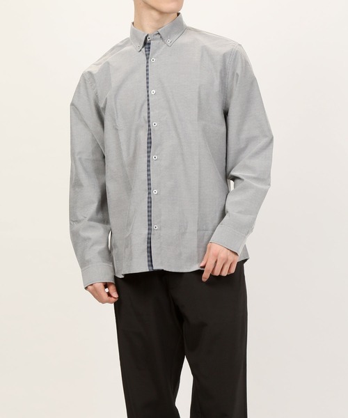 TopIsm（トップイズム）の「ギンガムチェックオックスボタンダウン長袖シャツ（シャツ/ブラウス・メンズ・ネイビー/サックスブルー/ホワイト/グレー・L/LL/M）」の5枚目の写真