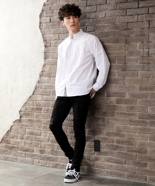 TopIsm（トップイズム）の「ギンガムチェックオックスボタンダウン長袖シャツ（シャツ/ブラウス・メンズ・ネイビー/サックスブルー/ホワイト/グレー・L/LL/M）」の8枚目の写真