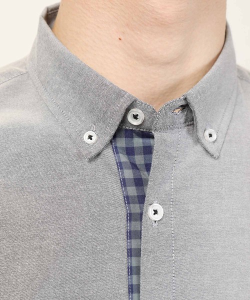 TopIsm（トップイズム）の「ギンガムチェックオックスボタンダウン長袖シャツ（シャツ/ブラウス・メンズ・ネイビー/サックスブルー/ホワイト/グレー・L/LL/M）」の13枚目の写真