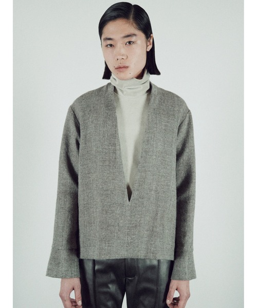 JUHA LINEN WOOL V-NECK P/O プルオーバー　ヴァルーズ Juha（ユハ）の「LINEN WOOL V-NECK P/O（カーディガン/ボレロ）」 - WEAR