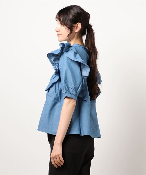 Mysa&Liina（ミーサリーナ）の「フェミニンピンタックフリルブラウス（シャツ/ブラウス・レディース・サックスブルー/インディゴブルー/ブルー・M）」の14枚目の写真