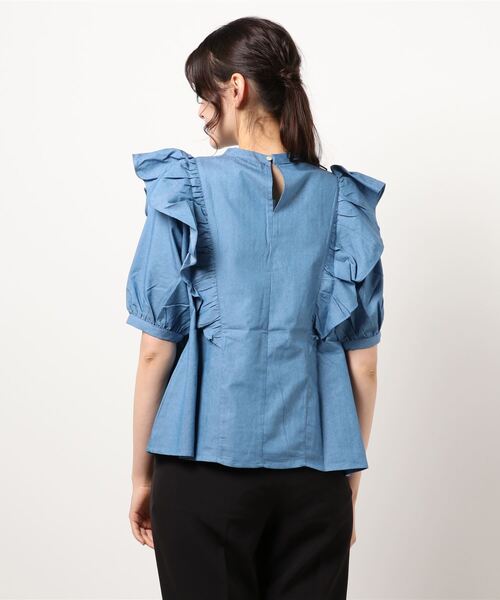 Mysa&Liina（ミーサリーナ）の「フェミニンピンタックフリルブラウス（シャツ/ブラウス・レディース・サックスブルー/インディゴブルー/ブルー・M）」の15枚目の写真