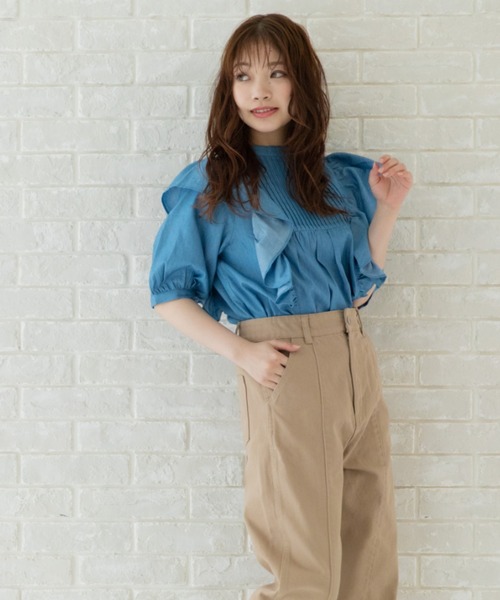 Mysa&Liina（ミーサリーナ）の「フェミニンピンタックフリルブラウス（シャツ/ブラウス・レディース・サックスブルー/インディゴブルー/ブルー・M）」の17枚目の写真