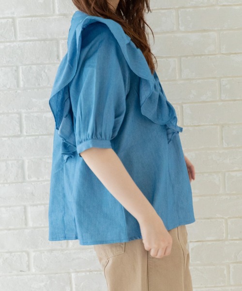 Mysa&Liina（ミーサリーナ）の「フェミニンピンタックフリルブラウス（シャツ/ブラウス・レディース・サックスブルー/インディゴブルー/ブルー・M）」の21枚目の写真