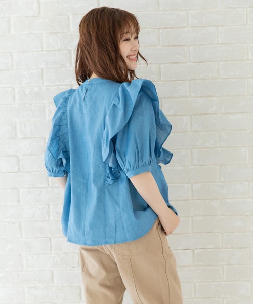 Mysa&Liina（ミーサリーナ）の「フェミニンピンタックフリルブラウス（シャツ/ブラウス・レディース・サックスブルー/インディゴブルー/ブルー・M）」の20枚目の写真