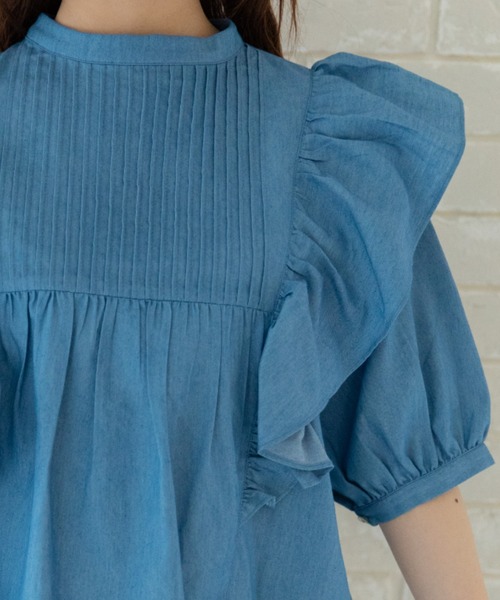 Mysa&Liina（ミーサリーナ）の「フェミニンピンタックフリルブラウス（シャツ/ブラウス・レディース・サックスブルー/インディゴブルー/ブルー・M）」の22枚目の写真