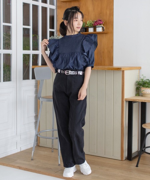 Mysa&Liina（ミーサリーナ）の「フェミニンピンタックフリルブラウス（シャツ/ブラウス・レディース・サックスブルー/インディゴブルー/ブルー・M）」の9枚目の写真