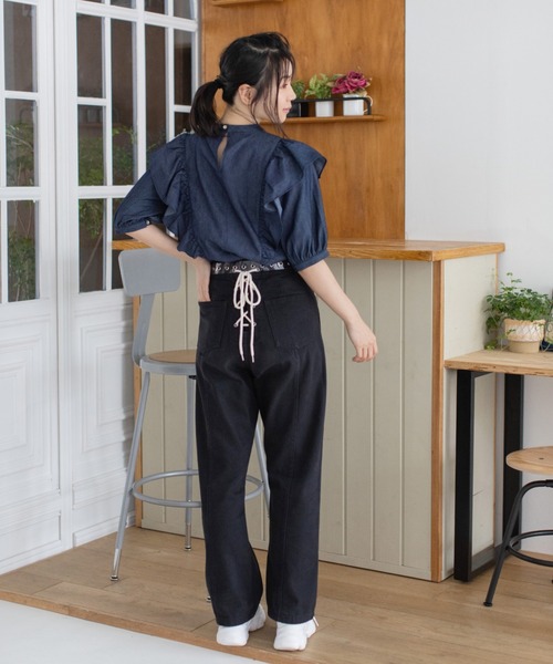 Mysa&Liina（ミーサリーナ）の「フェミニンピンタックフリルブラウス（シャツ/ブラウス・レディース・サックスブルー/インディゴブルー/ブルー・M）」の12枚目の写真