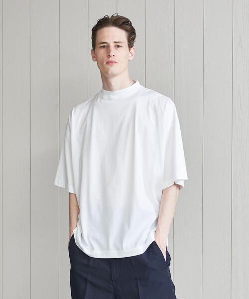 H　BEAUTY&YOUTH UNITED ARROWS（エイチビューティーアンドユースユナイテッドアローズ）の「＜H＞GLOSSY SHORT MOCK NECK T-SHIRT/Tシャツ（Tシャツ/カットソー・メンズ・ホワイト/ベージュ/ネイビー・MEDIUM/SMALL/LARGE）」の2枚目の写真