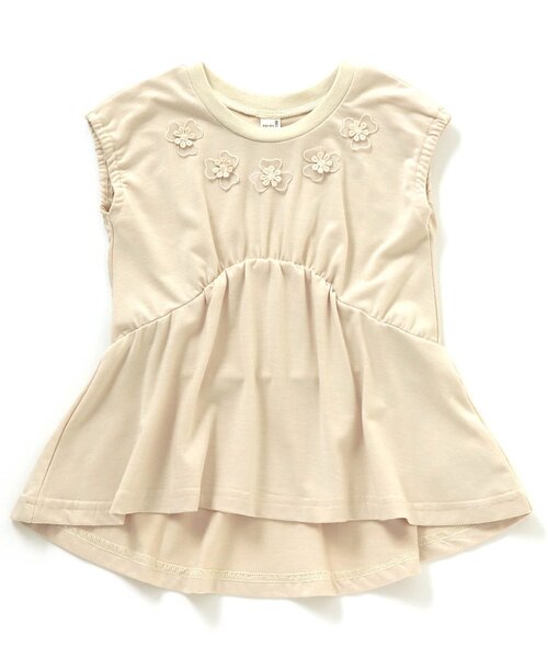 apres les cours（アプレレクール）の「/お花モチーフチュニック_接触冷感（Tシャツ/カットソー・キッズ・オレンジ/キナリ/ネイビー・100/110/90/140/120/80/130）」の2枚目の写真