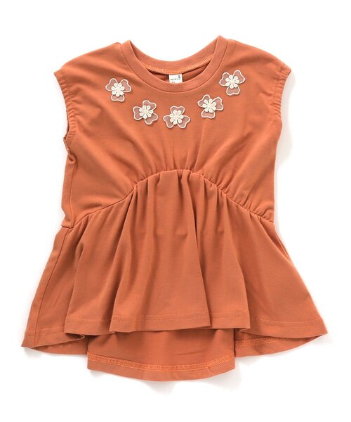 apres les cours（アプレレクール）の「/お花モチーフチュニック_接触冷感（Tシャツ/カットソー・キッズ・オレンジ/キナリ/ネイビー・100/110/90/140/120/80/130）」の6枚目の写真