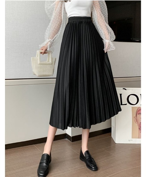 MAISON BREEZE（メゾンブリーズ）の「【MAISON BREEZE】プリーツスカート ウエストゴム（スカート・レディース・ブラック/ベージュ・FREE）」の11枚目の写真