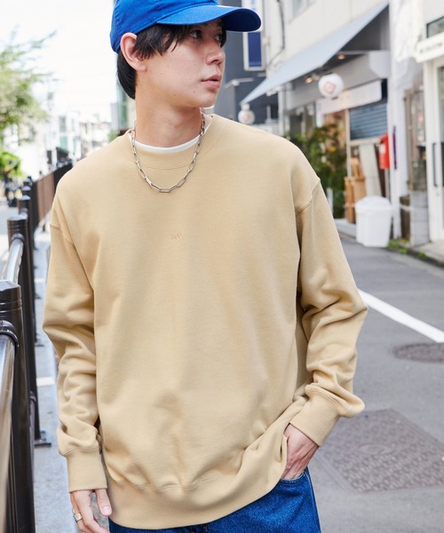 Lee(リー)の「Lee/リー BIG MINI LOGO SWEAT ロゴ刺繍 オーバーサイズプルオーバースウェット(スウェット・メンズ・ブラック系その他/サックスブルー/ピンク系その他/グレー/ベージュ・XL/M/L)」の1枚目の写真