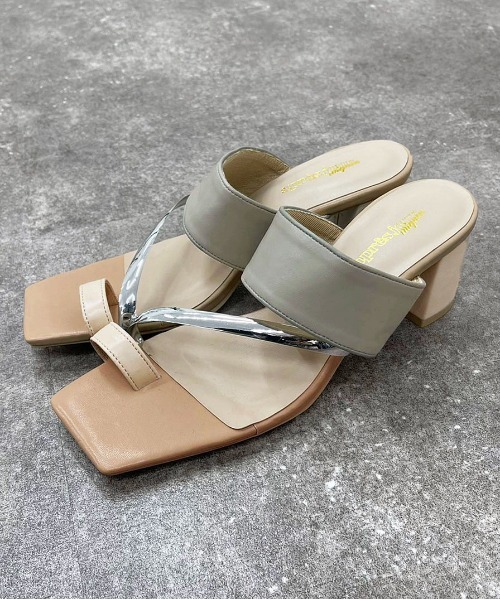 apres jour mignon（アプレジュールミニョン）の「デザインヒールサンダル 【ZOZOTOWN限定アイテム】（サンダル・レディース・アイボリー/ミント/ブラック・MEDIUM/SMALL/X-LARGE/LARGE）」の3枚目の写真