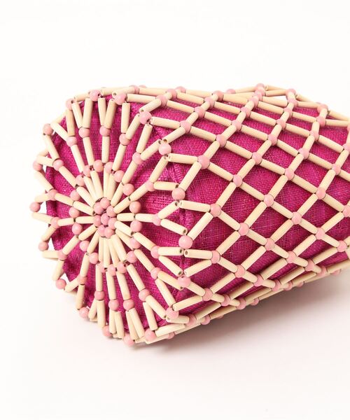 HALIN(ハリン)の「/HALIN/ウッドビーズBAG(かごバッグ・レディース・ピンク・FREE)」の5枚目の写真