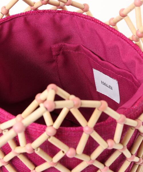 HALIN(ハリン)の「/HALIN/ウッドビーズBAG(かごバッグ・レディース・ピンク・FREE)」の3枚目の写真