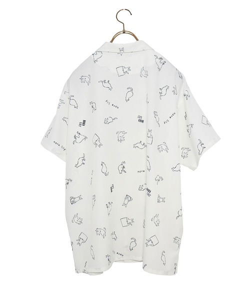 【NoraLily】ノラ猫総柄開襟シャツ2<UNISEX>