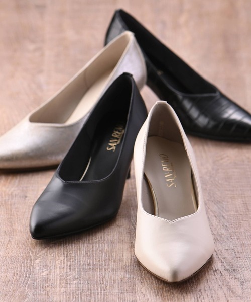 神戸シューズ（コウベシューズ）の「SAN-REMO 6.0㎝ヒールVカット深パンプス（パンプス・レディース・アイボリー/ブラック/シルバー/ブラック系その他・22/22.5/23/23.5/24.5/24）」の8枚目の写真