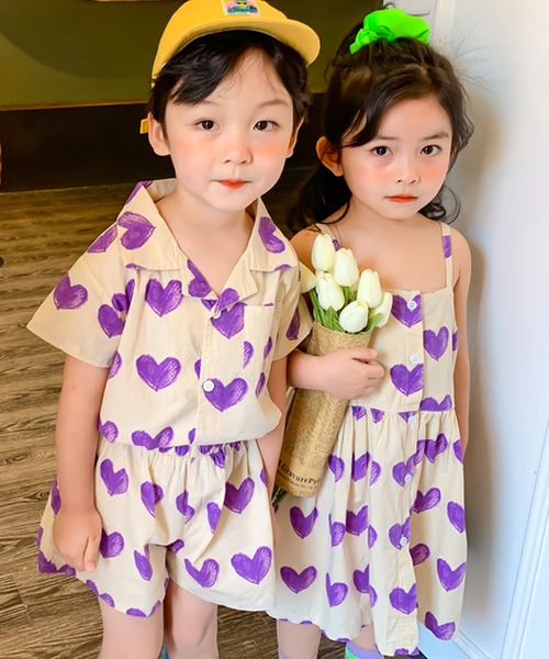 aimoha（アイモハ）の「【aimoha-KIDS-】ハート柄セットアップ (SS)（セットアップ・キッズ・パープル系その他/イエロー系その他/パープル/イエロー・90/100/140/80/120/130/110）」の11枚目の写真