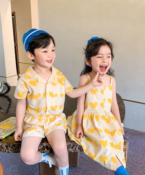 aimoha（アイモハ）の「【aimoha-KIDS-】ハート柄セットアップ (SS)（セットアップ・キッズ・パープル系その他/イエロー系その他/パープル/イエロー・90/100/140/80/120/130/110）」の12枚目の写真