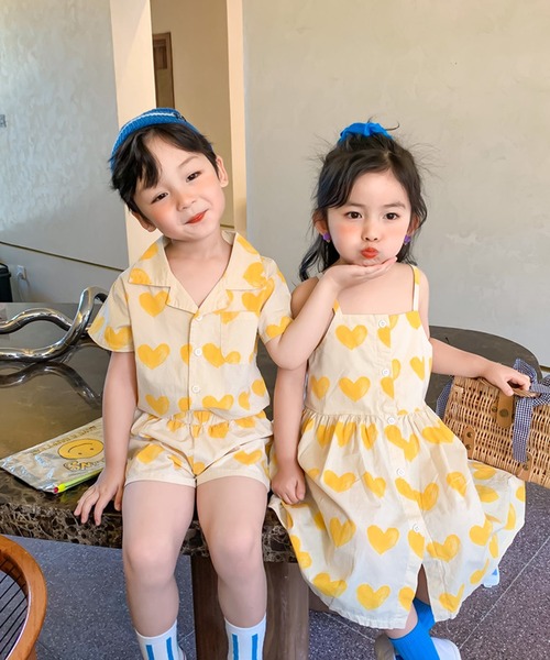 aimoha（アイモハ）の「【aimoha-KIDS-】ハート柄セットアップ (SS)（セットアップ・キッズ・パープル系その他/イエロー系その他/パープル/イエロー・90/100/140/80/120/130/110）」の15枚目の写真