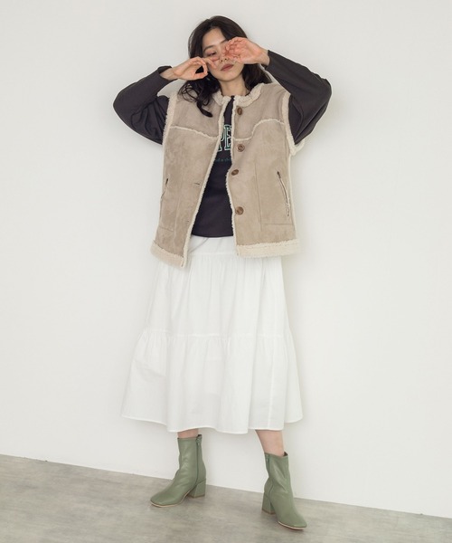 w closet（ダブルクローゼット）の「【新色追加】ストレッチブーツ（ブーツ・レディース・ブラック/キナリ/ベージュ/セージグリーン・L/M）」の17枚目の写真