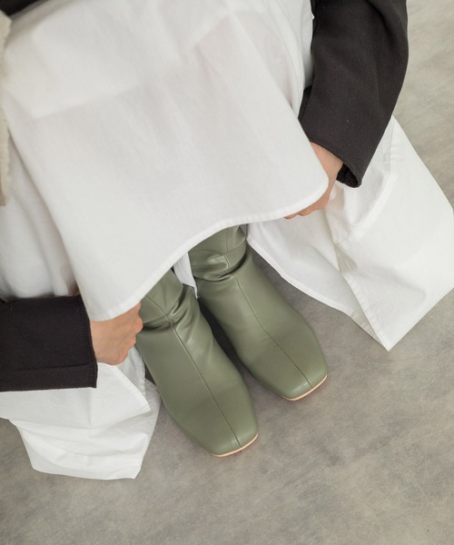 w closet（ダブルクローゼット）の「【新色追加】ストレッチブーツ（ブーツ・レディース・ブラック/キナリ/ベージュ/セージグリーン・L/M）」の15枚目の写真