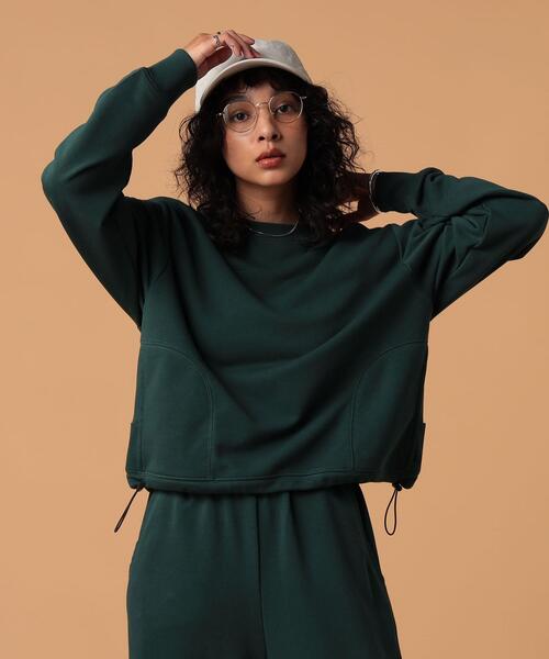 FEELING MADE（フィーリングメイド）の「FEELING MADE エアリースウェット ドローストリング スウェット（スウェット・レディース・ブラック/ライトグレー/ダークグリーン・FREE）」の3枚目の写真