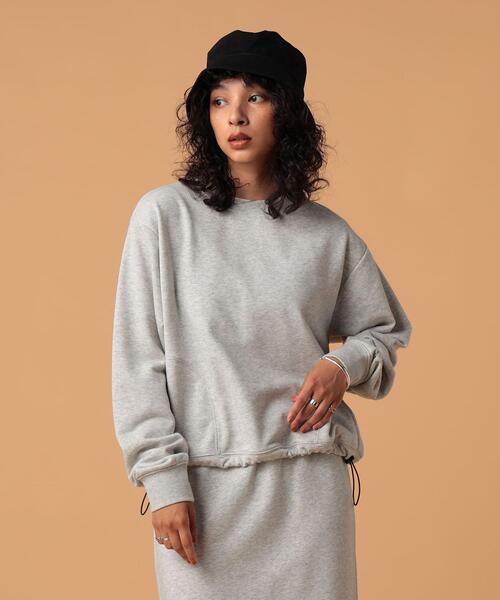 FEELING MADE（フィーリングメイド）の「FEELING MADE エアリースウェット ドローストリング スウェット（スウェット・レディース・ブラック/ライトグレー/ダークグリーン・FREE）」の8枚目の写真