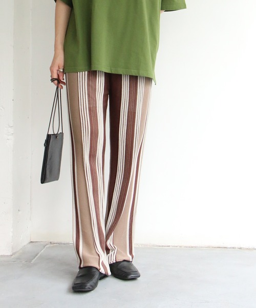 notch.（ノッチ）の「ランダムストライプパンツ（その他パンツ・レディース・ベージュ/ブラウン・M）」の2枚目の写真