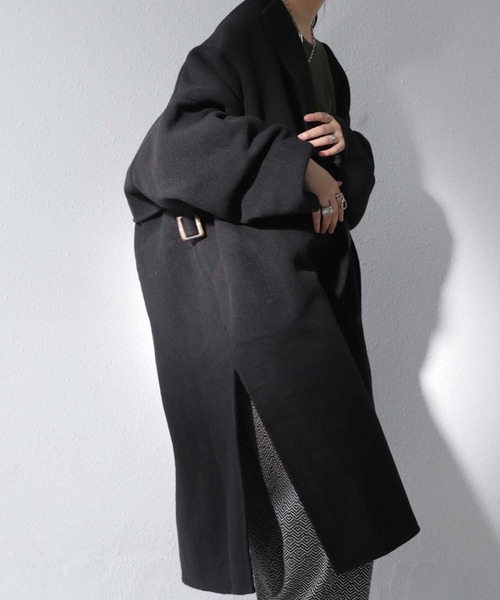 antiqua（アンティカ）の「気映え確実！極上素材手縫いノーカラーコート（チェスターコート・レディース・ブラック/ベージュ/カーキ/モスグリーン/モカ・FREE）」の10枚目の写真