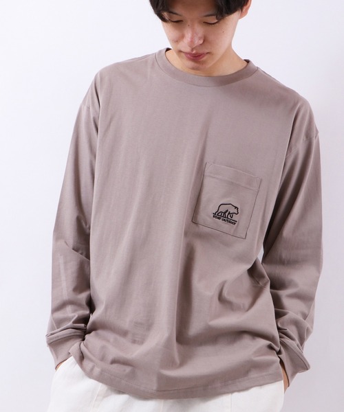 SOAR(ソアー)の「ワイドシルエット胸ポケTee(Tシャツ/カットソー・メンズ・ブラック/グレイッシュベージュ/ダークブルー/カーキ/スモークピンク・M/LL/L)」の2枚目の写真