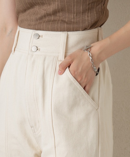 Kastane（カスタネ）の「フレアデニムスラックスパンツ（デニムパンツ・レディース・ピンク/アイボリー・1/2）」の9枚目の写真