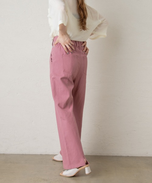 Kastane（カスタネ）の「フレアデニムスラックスパンツ（デニムパンツ・レディース・ピンク/アイボリー・1/2）」の4枚目の写真