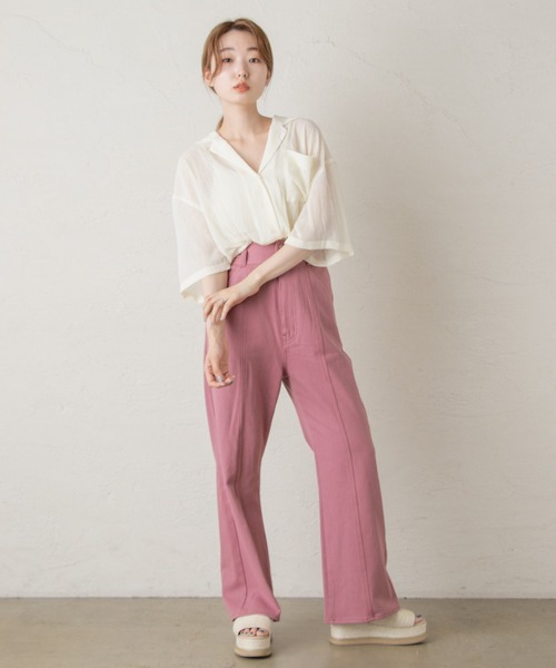 Kastane（カスタネ）の「フレアデニムスラックスパンツ（デニムパンツ・レディース・ピンク/アイボリー・1/2）」の16枚目の写真