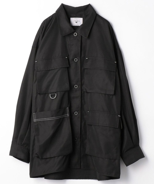 179/WG（イチナナキュウダブルジー）の「オーバーサイズミリタリーシャツブルゾン（ブルゾン・レディース・ブラック/カーキ・MEDIUM）」の22枚目の写真