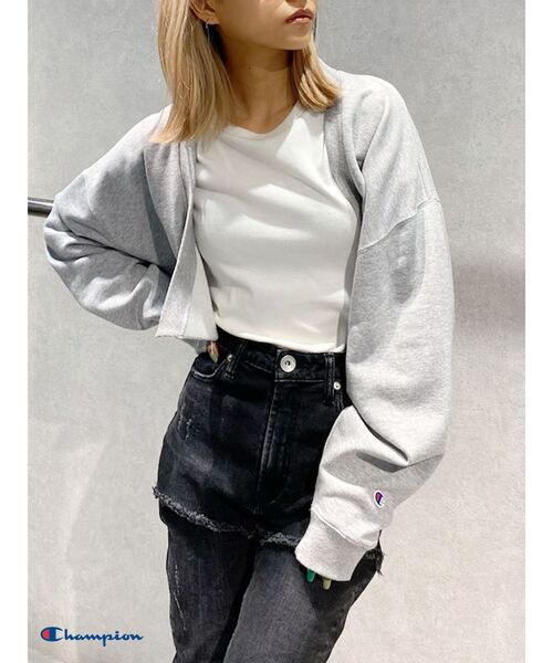 Champion(チャンピオン)の「Championスウェットカーディガン(カーディガン/ボレロ・レディース・ブラウン/グレー/オフホワイト・FREE)」の3枚目の写真