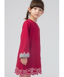 Design Tshirts Store graniph | コンビネーションオブリーフ|キッズスカラップド長袖スウェットワンピース(ワンピース)