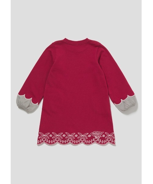 Design Tshirts Store graniph(デザイン ティーシャツ ストア グラニフ)の「コンビネーションオブリーフ|キッズスカラップド長袖スウェットワンピース(ワンピース・キッズ・ボルドー・110/130)」の10枚目の写真